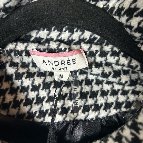 Andree by Unit Jacket Womens M Black White Houndstooth Puff Jacket NEW - Picture 5 of 12